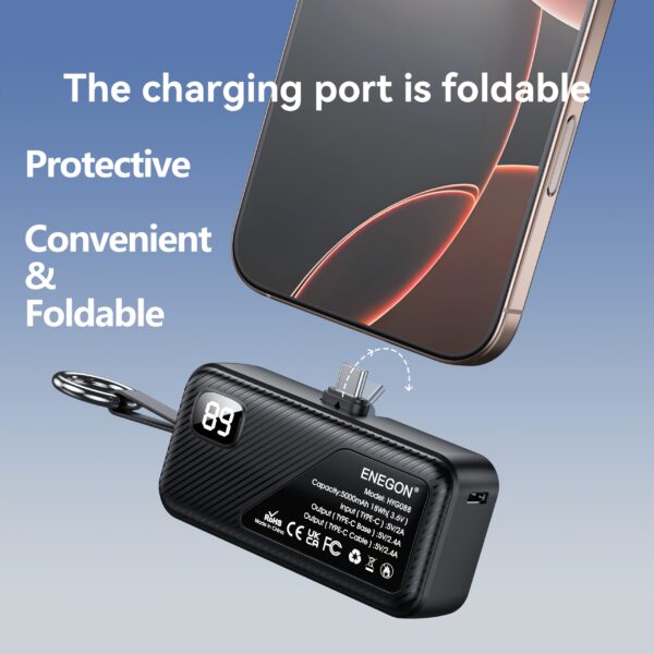 2-Pack 5000mAh Mini Power Bank, Ultra-Compact Portable Charger with Foldable USB-C Port & 12W Super-Fast Charging, Dual USB-C Output External Battery for iPhone, Samsung, iPad, AirPods - Perfect Travel Gift & Emergency Backup Kit, Onthego Charging, Compac - Image 12