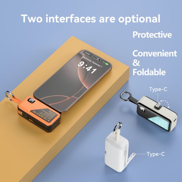 2-Pack 5000mAh Mini Power Bank, Ultra-Compact Portable Charger with Foldable USB-C Port & 12W Super-Fast Charging, Dual USB-C Output External Battery for iPhone, Samsung, iPad, AirPods - Perfect Travel Gift & Emergency Backup Kit, Onthego Charging, Compac - Image 6